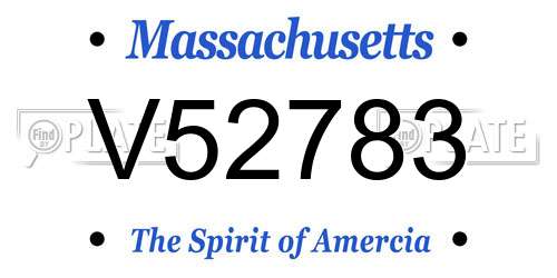 V52783 Massachusetts License Plate