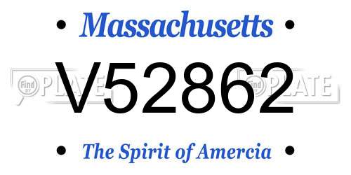 V52862 Massachusetts License Plate