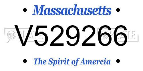 V529266 Massachusetts License Plate