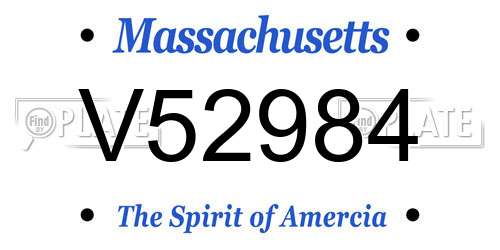 V52984 Massachusetts License Plate