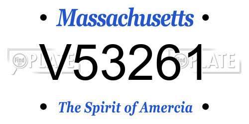 V53261 Massachusetts License Plate