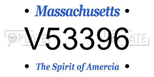 V53396 Massachusetts License Plate