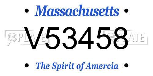 V53458 Massachusetts License Plate