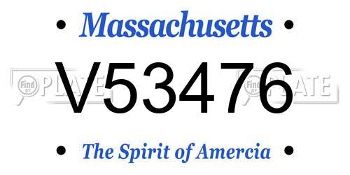 V53476 Massachusetts License Plate