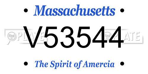 V53544 Massachusetts License Plate