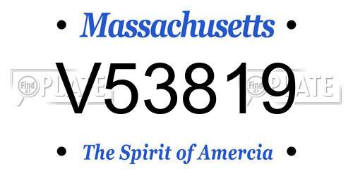 V53819 Massachusetts License Plate