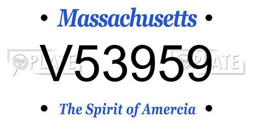 V53959 Massachusetts License Plate