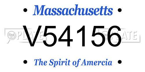 V54156 Massachusetts License Plate