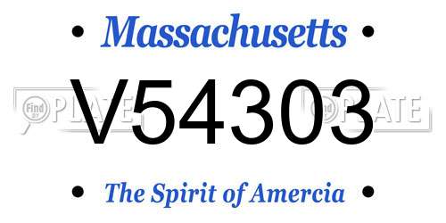 V54303 Massachusetts License Plate