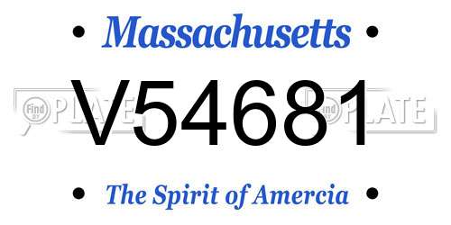 V54681 Massachusetts License Plate