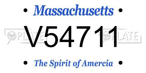 V54711 Massachusetts License Plate