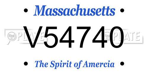 V54740 Massachusetts License Plate