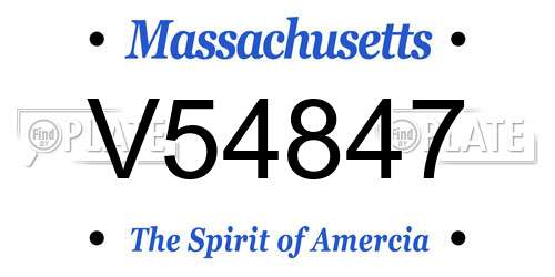 V54847 Massachusetts License Plate