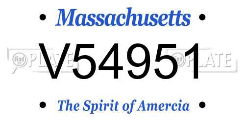 V54951 Massachusetts License Plate