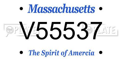 V55537 Massachusetts License Plate