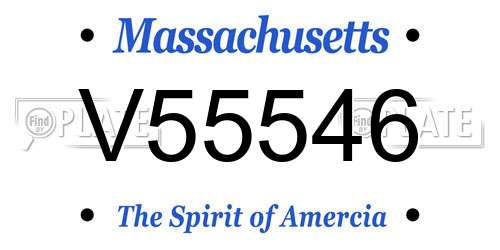 V55546 Massachusetts License Plate