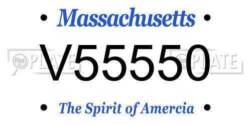 V55550 Massachusetts License Plate