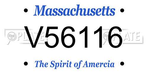 V56116 Massachusetts License Plate