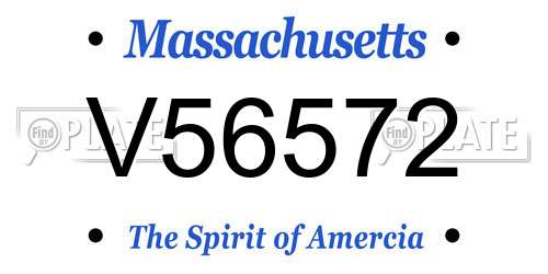 V56572 Massachusetts License Plate