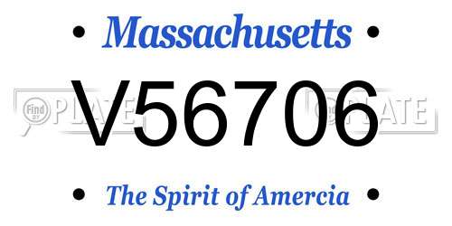 V56706 Massachusetts License Plate
