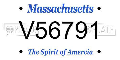 V56791 Massachusetts License Plate