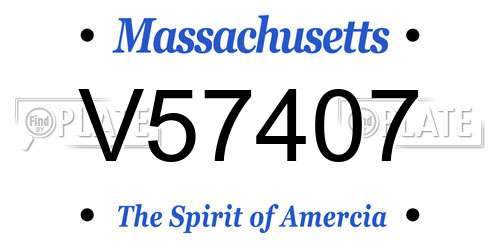 V57407 Massachusetts License Plate