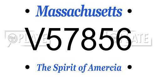 V57856 Massachusetts License Plate