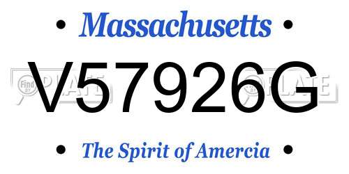 V57926G Massachusetts License Plate