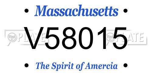 V58015 Massachusetts License Plate