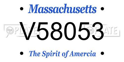 V58053 Massachusetts License Plate