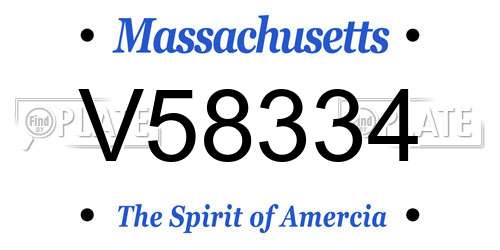 V58334 Massachusetts License Plate