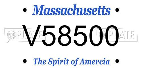 V58500 Massachusetts License Plate