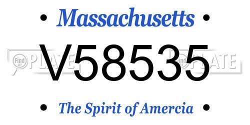 V58535 Massachusetts License Plate