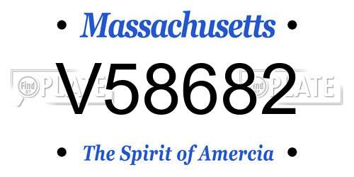 V58682 Massachusetts License Plate
