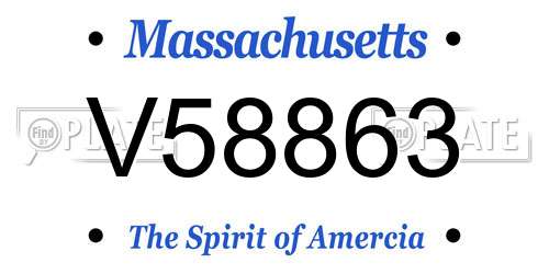 V58863 Massachusetts License Plate