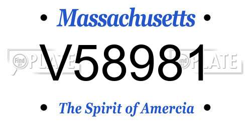 V58981 Massachusetts License Plate