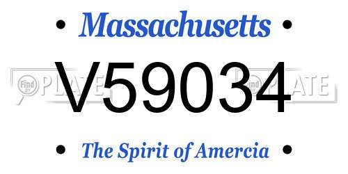 V59034 Massachusetts License Plate