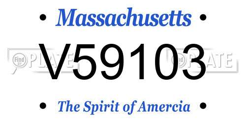 V59103 Massachusetts License Plate