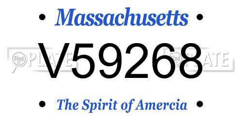 V59268 Massachusetts License Plate