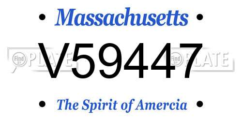V59447 Massachusetts License Plate