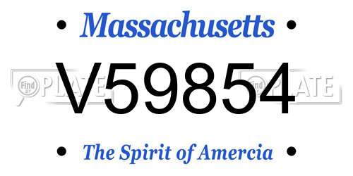 V59854 Massachusetts License Plate