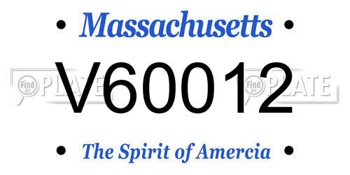 V60012 Massachusetts License Plate