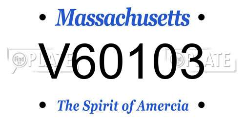 V60103 Massachusetts License Plate