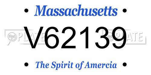 V62139 Massachusetts License Plate