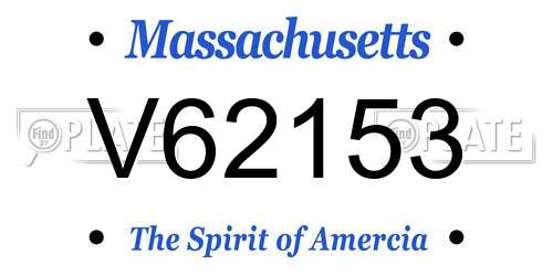 V62153 Massachusetts License Plate