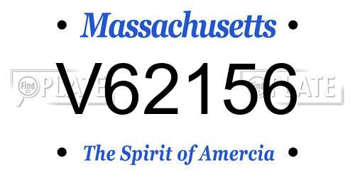 V62156 Massachusetts License Plate