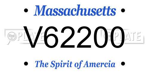 V62200 Massachusetts License Plate