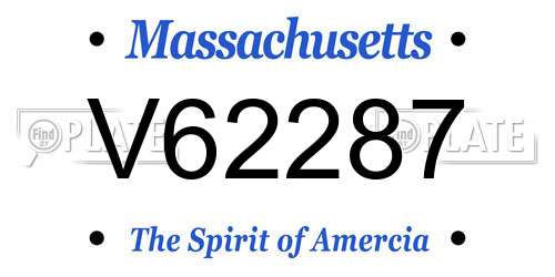 V62287 Massachusetts License Plate