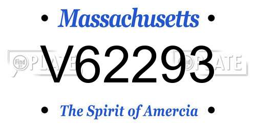 V62293 Massachusetts License Plate