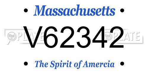 V62342 Massachusetts License Plate